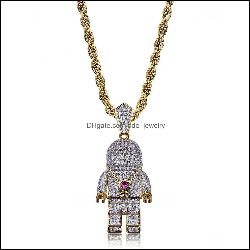 iced out pendant luxury designer necklace hip hop jewelry bling diamond astronaut charms mens gold chain pendants fashion statemen