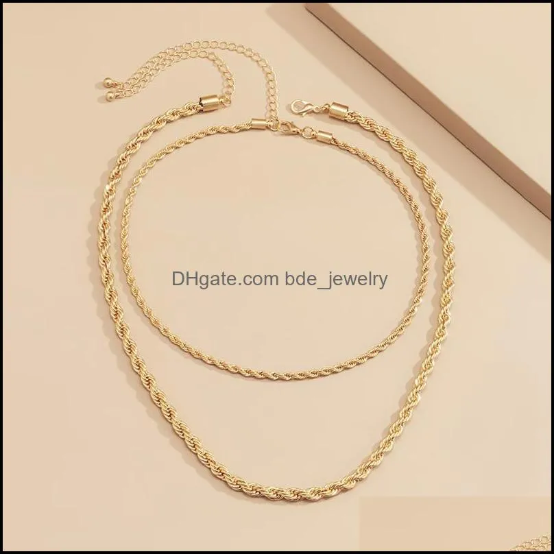 chains fashion twisted rope link necklace for women men gold color hip hop chunky wide thin chain boho jewelry gifts