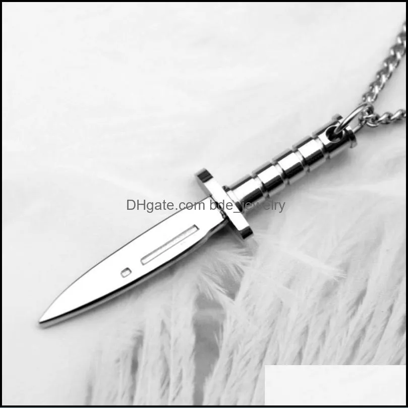 fashion jewelry unique shape titanium steel dagger pendant necklace chains