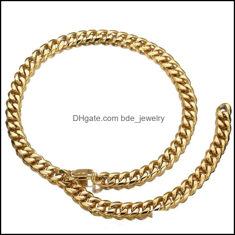 15mm wide hip hop mens 316l stainless steel gold tone curb cuban link chain necklace jewelry halloween gift 23 6 chains