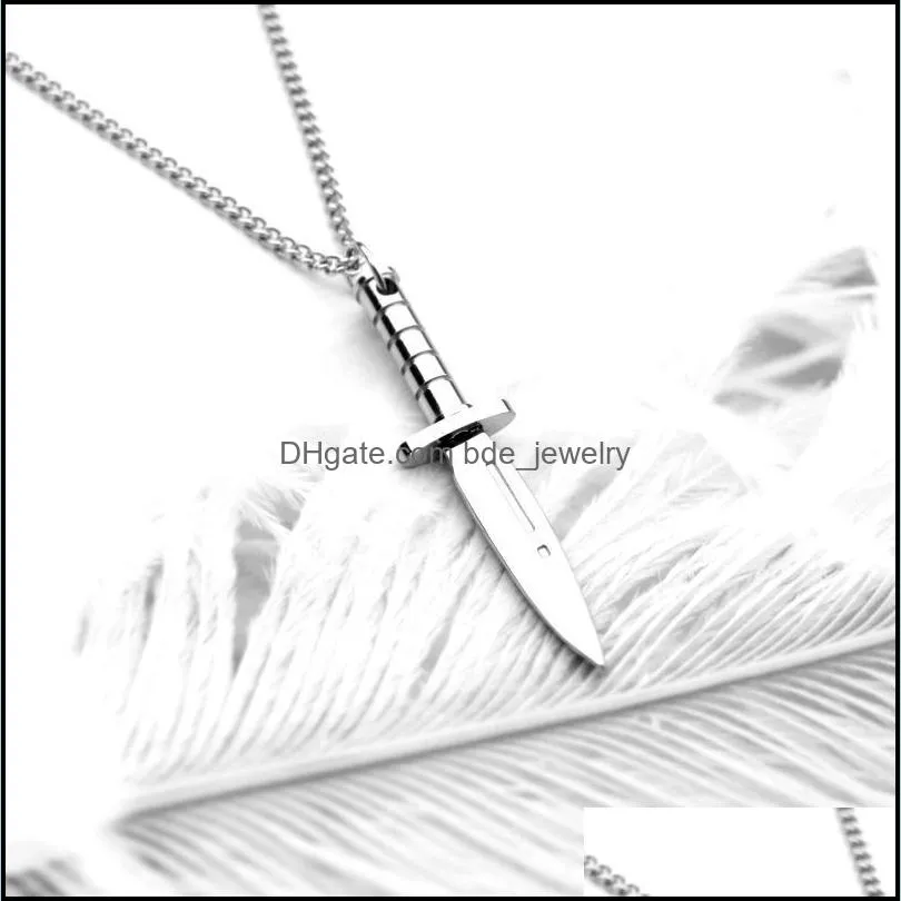 fashion jewelry unique shape titanium steel dagger pendant necklace chains