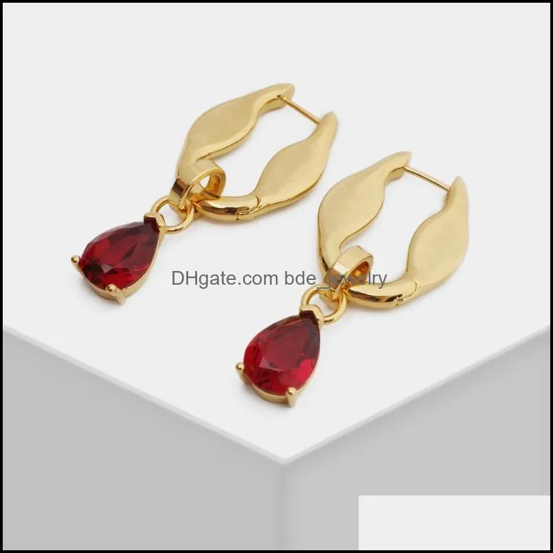 stud product brass with real gold plated niche simple water drop zircon pendant earrings womens fine jewelry 2021