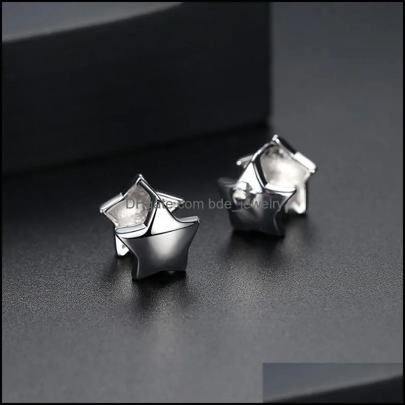 stud design cute stars earrings for women exquisite white and gold color female party jewelry accessories