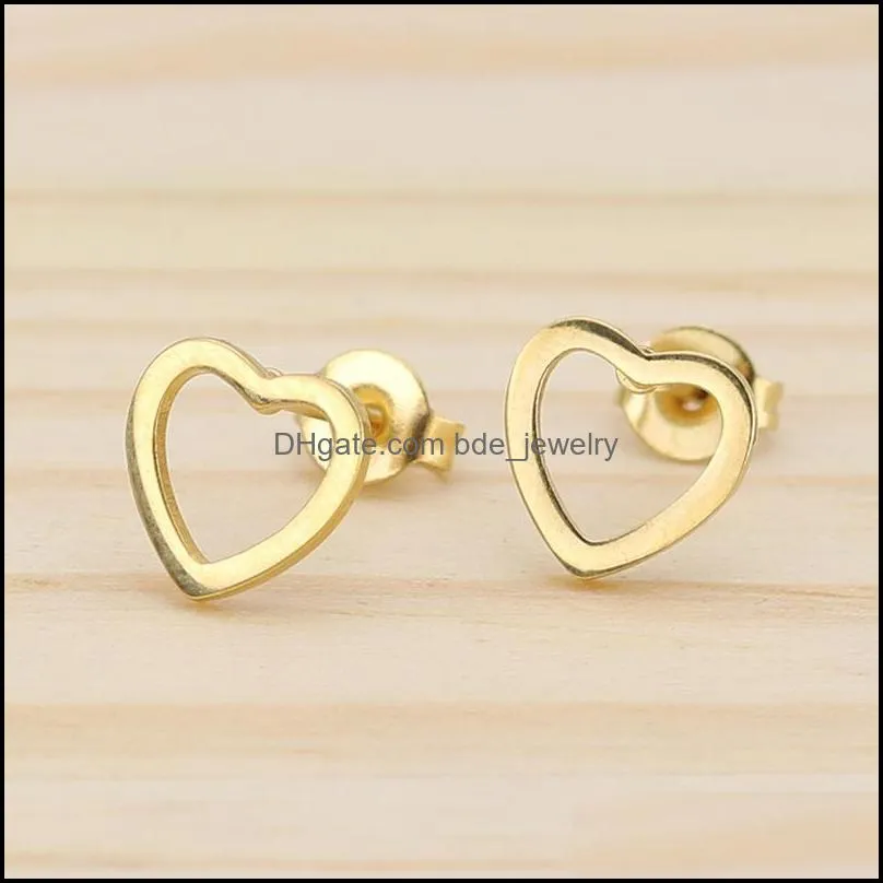 stud fengli simple hollow geometric women earrings round square earring stainless steel jewelry for friend