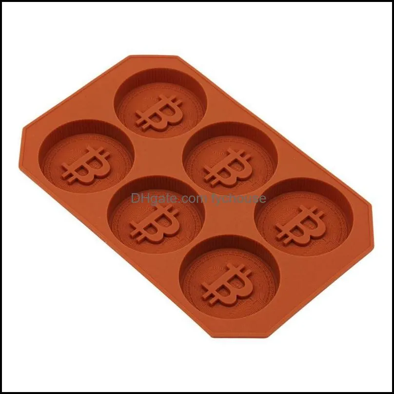 ice cream tools 6 chocolate silicone bitcoin mold ice cube fondant patisserie candy mold cake mode decoration clouds baking accessories wholesale