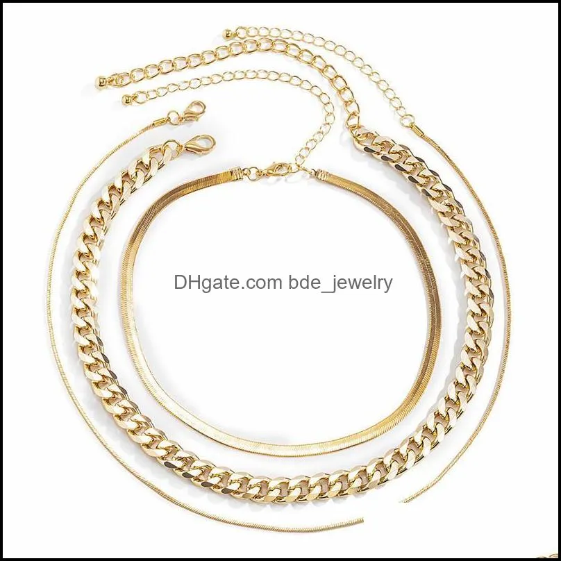 simple elegant punk style thick chain neck for creative fashion metal snake bone multilayer necklace female jewelry chains