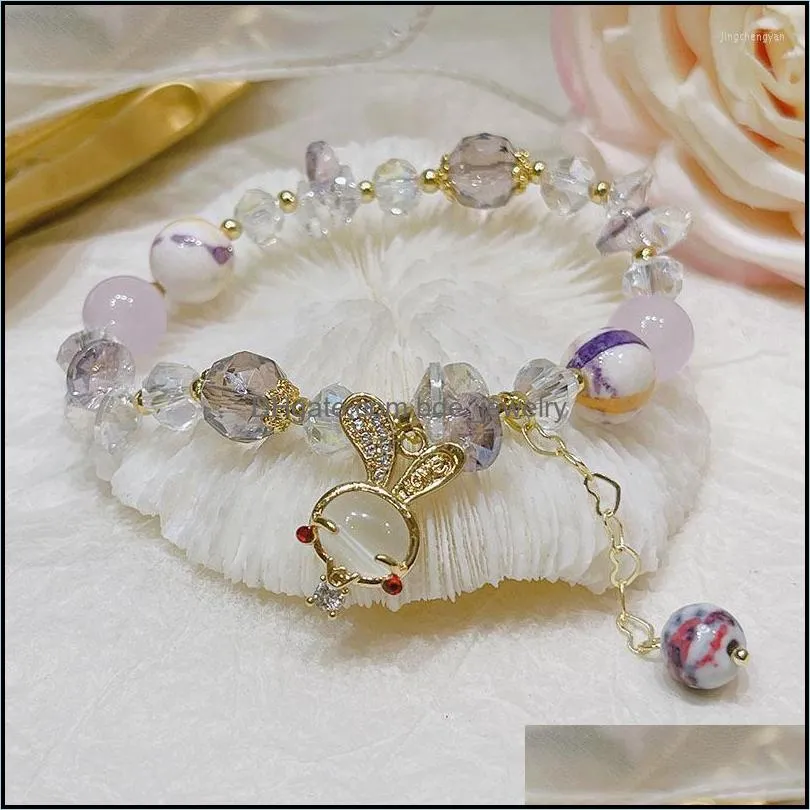 bangle colorful crystal stone flower beads bracelet buckle lucky braceletsbangle banglebangle