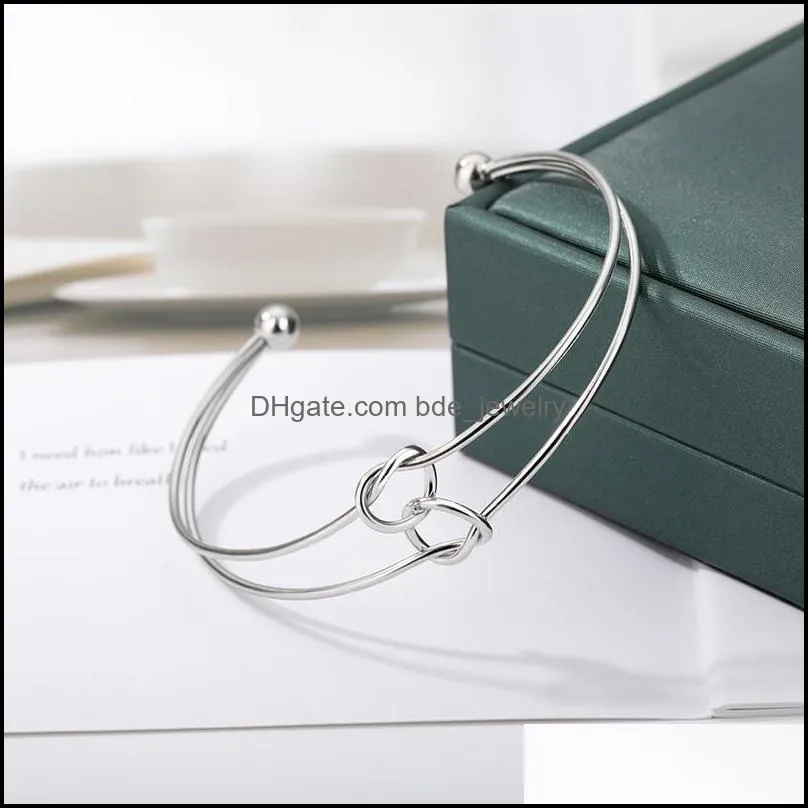 bangle simple round hollow bracelet bangles for women stainless steel adjustable double loop handmade bracelets jewelry bijoux
