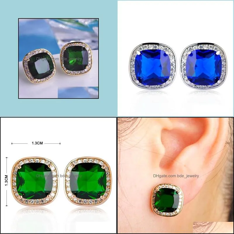 stud mechosen luxury zirconia square earrings royal blue rhinestone max brincos grandes for personality women aretes jewelry