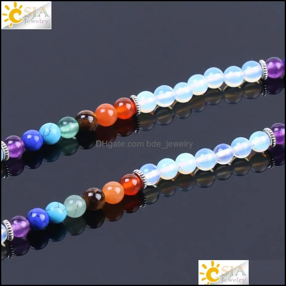 reiki multilayer 7 chakra 108 mala bead bracelet for men women opal star pendant rainbow meditation healing tassel bangle