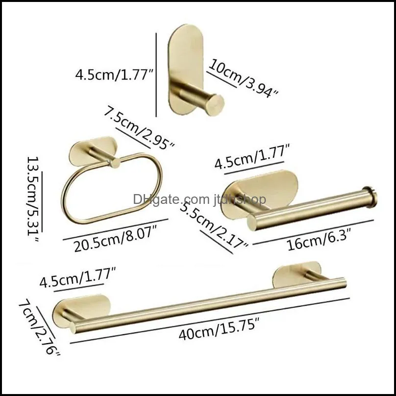 towel racks x7ab wall mounted golden bath hardware set nail drilling hook hanger ring toilet paper rack dustproof