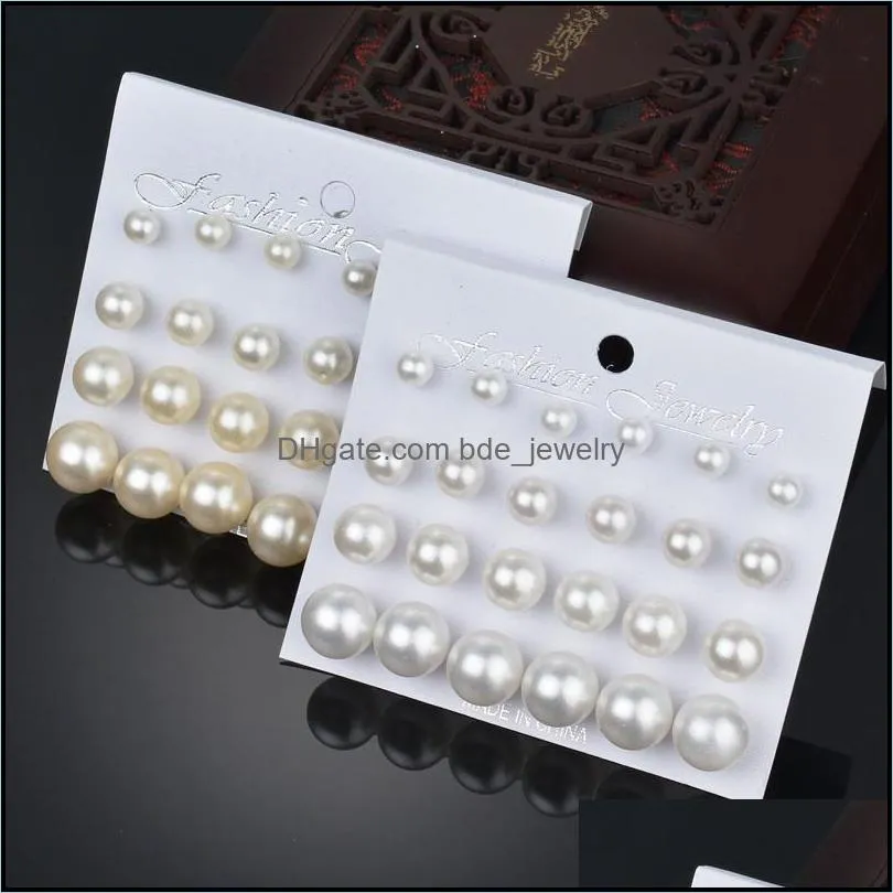 stud simple jewelry big small pearl earrings for women girls fashion bead ball wholesale