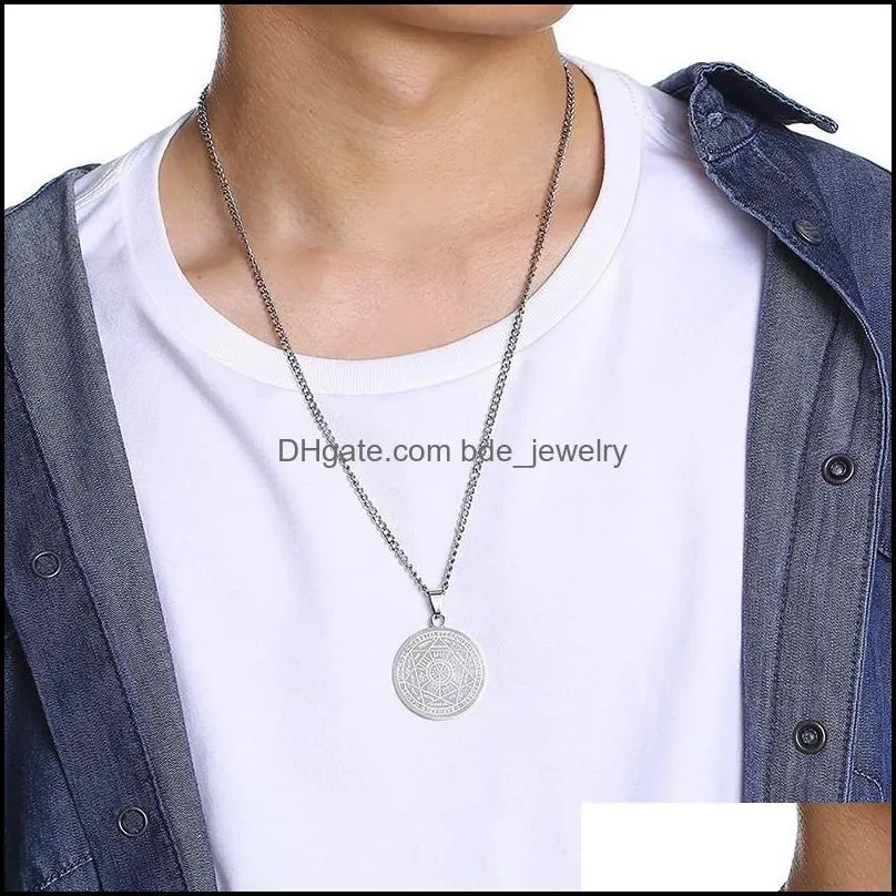 the seal of the seven archangels by asterion seal solomon kabbalah amulet pendant necklace stainless steel male jewelry gift