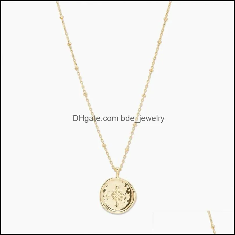 chains 2021 necklace copper electricity gold plated coin pendant personality satellite chain fashion simple wholesale