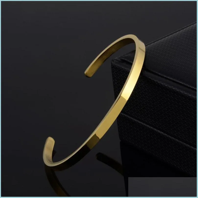 bangle delicate 4mm thin charm open cuff bangles stainless steel elegant gold color black rose men women quality bracelets giftbangle