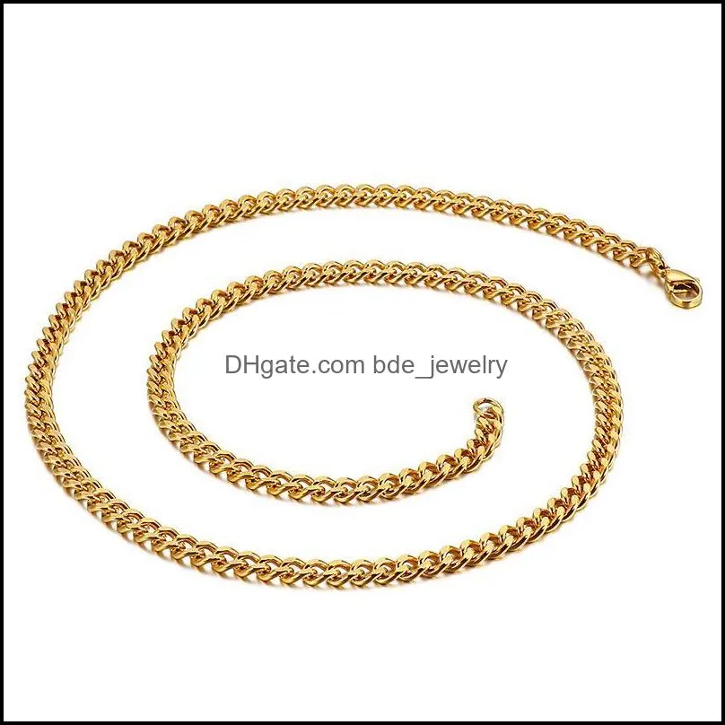 chains sanlan basic punk stainless steel necklace for men women curb cuban link chain chokers vintage black gold tone solid metal