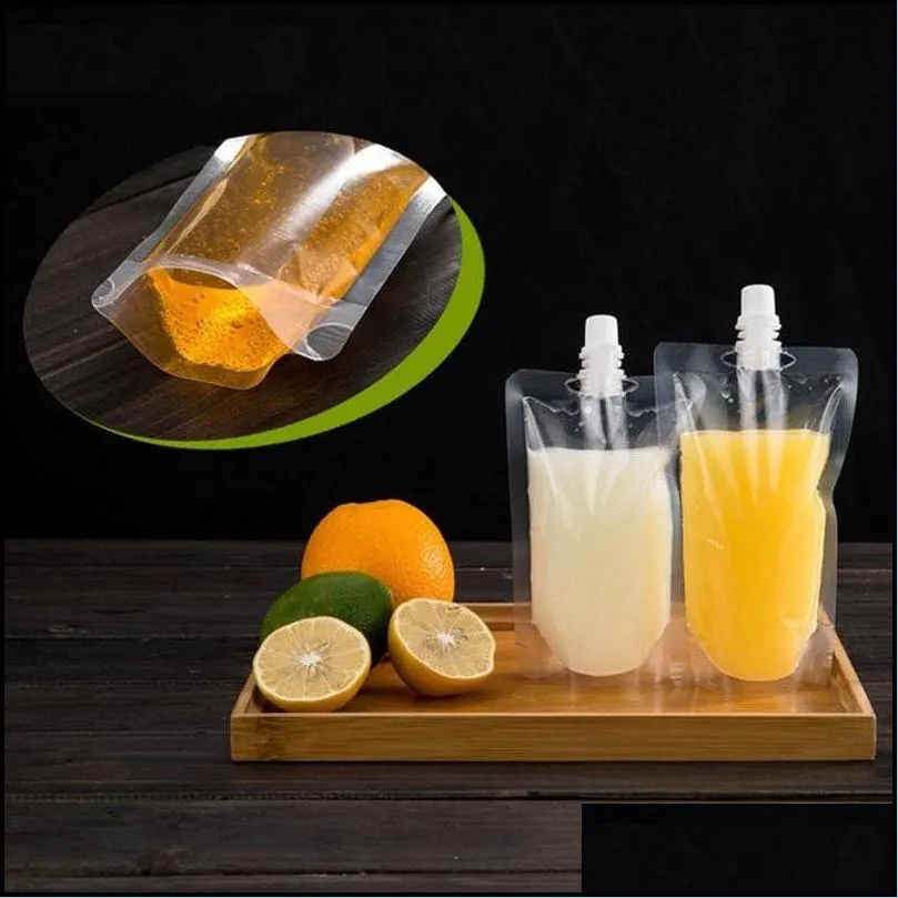 drinkware 200-500ml stand-up plastic drink packaging bag spout pouch for beverage liquid juice milk coffee