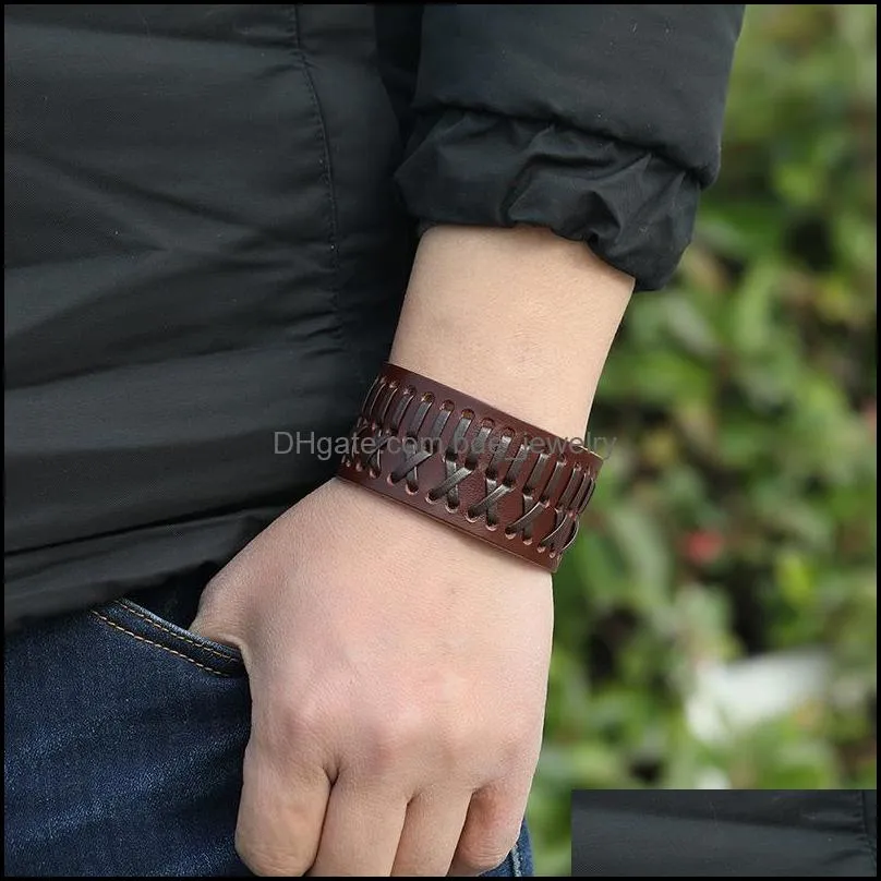 bangle jessingshow brown and black wide genuine  bracelet vintage punk women wrap wrist bracelets on hand jewelry