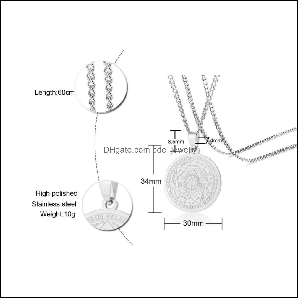 the seal of the seven archangels by asterion seal solomon kabbalah amulet pendant necklace stainless steel male jewelry gift