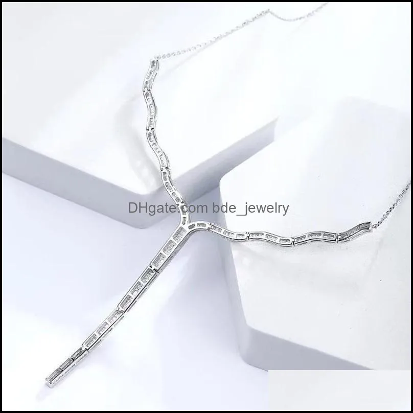 chains designer style big yshape alphabet pendant chain zircon necklace punk hiphop fashion womens stainless steel jewelry