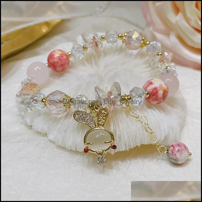 bangle colorful crystal stone flower beads bracelet buckle lucky braceletsbangle banglebangle