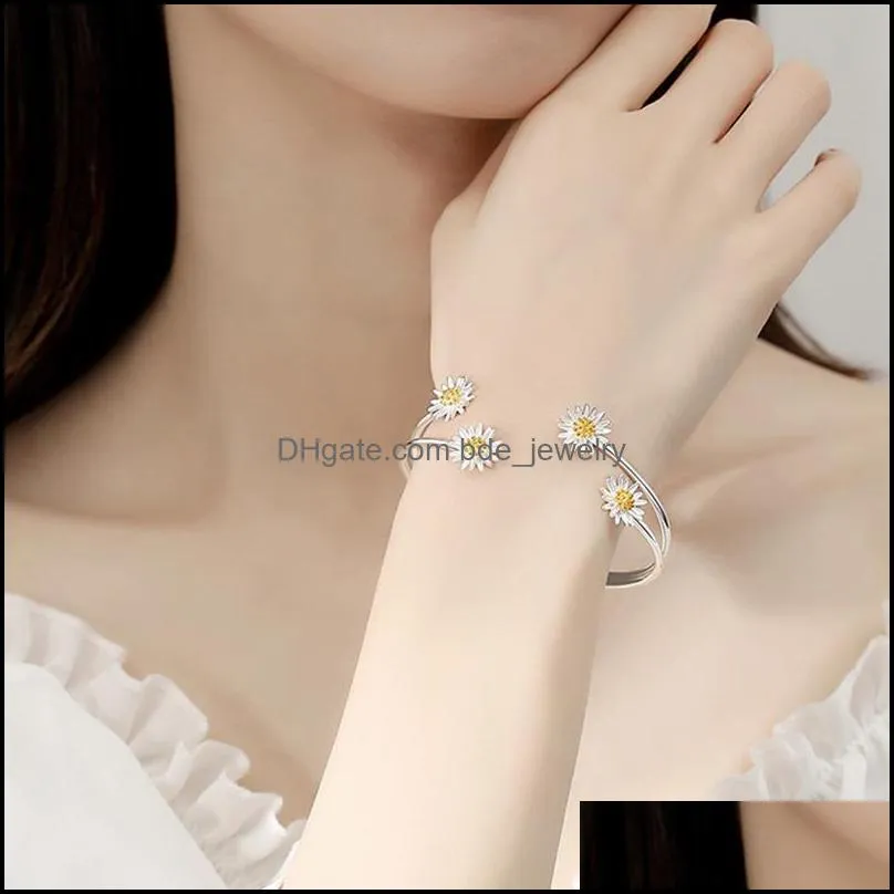 bangle 1pcs daisy bracelet female ins niche design sense twocolor cold wind jewelry pastoral  braceletbangle banglebangle