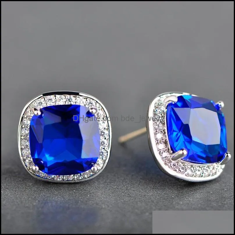 stud mechosen luxury zirconia square earrings royal blue rhinestone max brincos grandes for personality women aretes jewelry