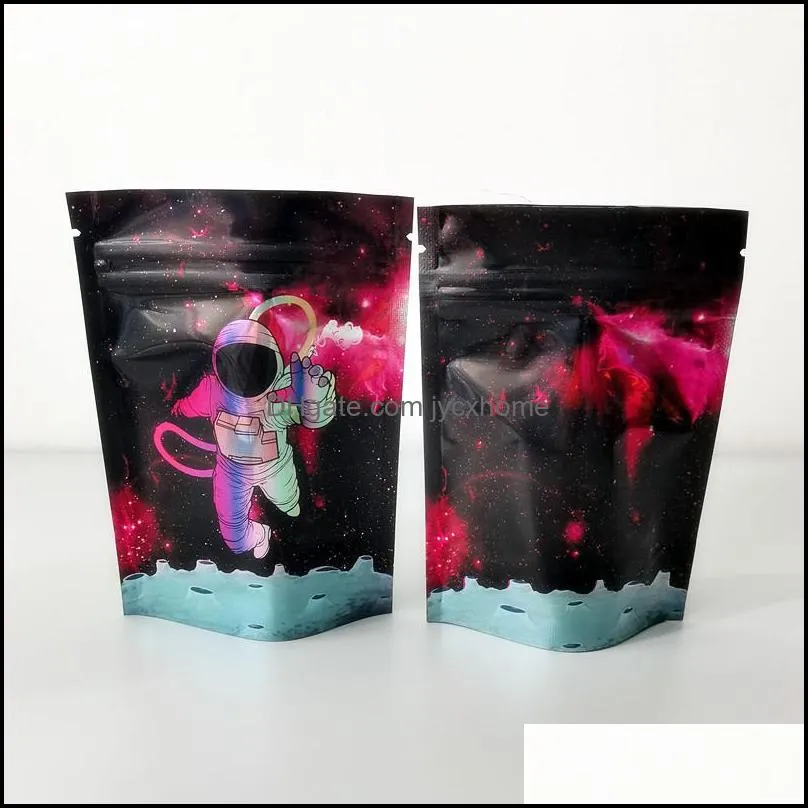 6 types 3 5g mylar bags california sf space astronauts package print stand up pouch smell proof holographic film zipper bag