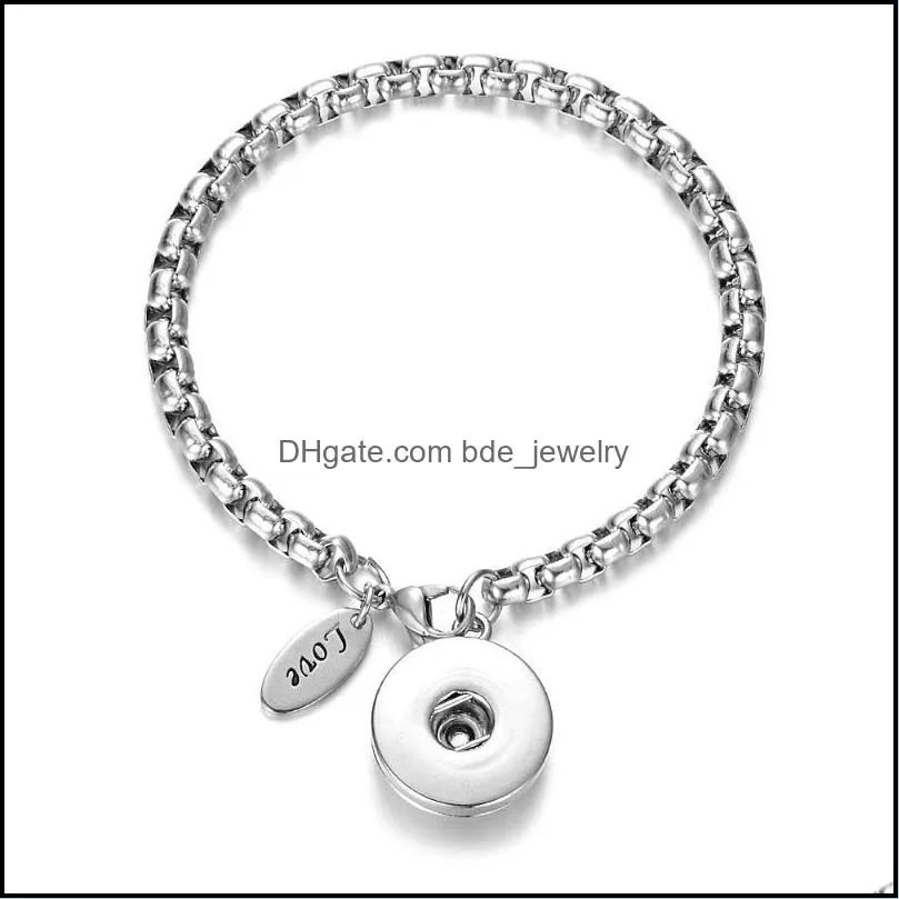 stainless steel bracelet with ginger snap button charms jewelry fit 18mm button nn667