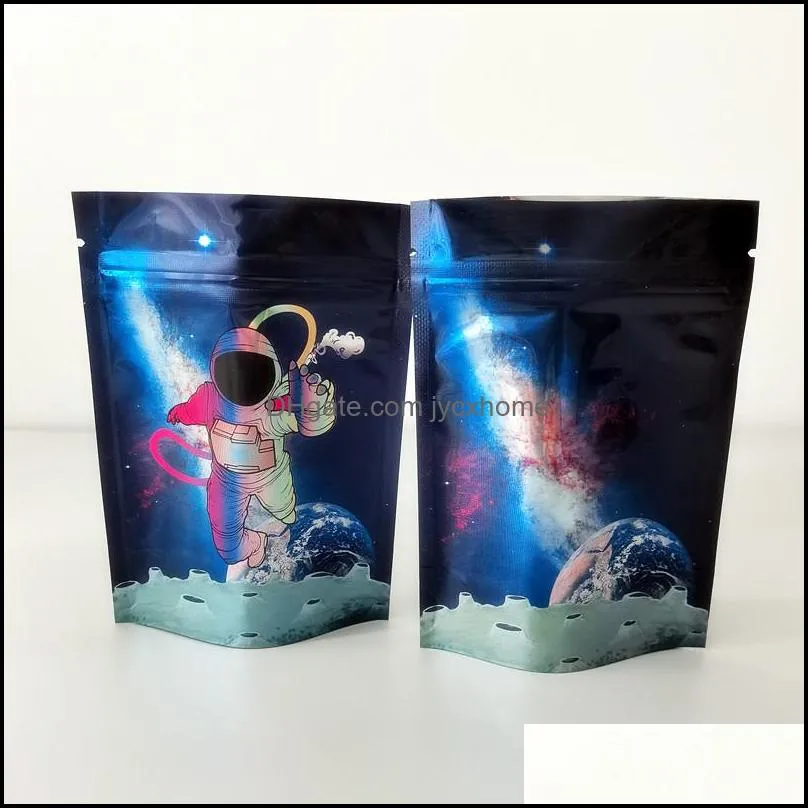 6 types 3 5g mylar bags california sf space astronauts package print stand up pouch smell proof holographic film zipper bag