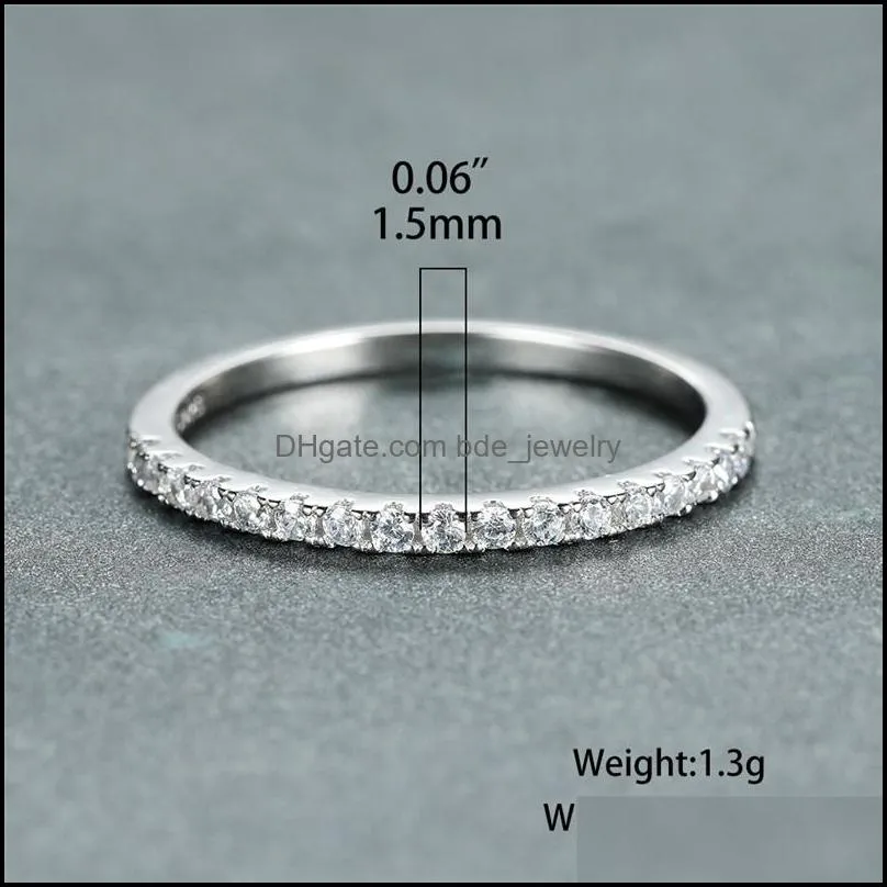 mini round lab diamond thin rings for women 925 sterling silver rose gold stackable ring female wedding jewelry engagement bands1225v