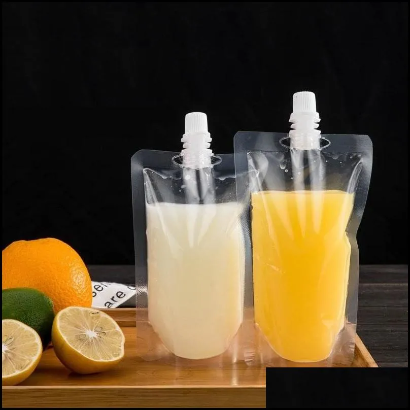 drinkware 200-500ml stand-up plastic drink packaging bag spout pouch for beverage liquid juice milk coffee