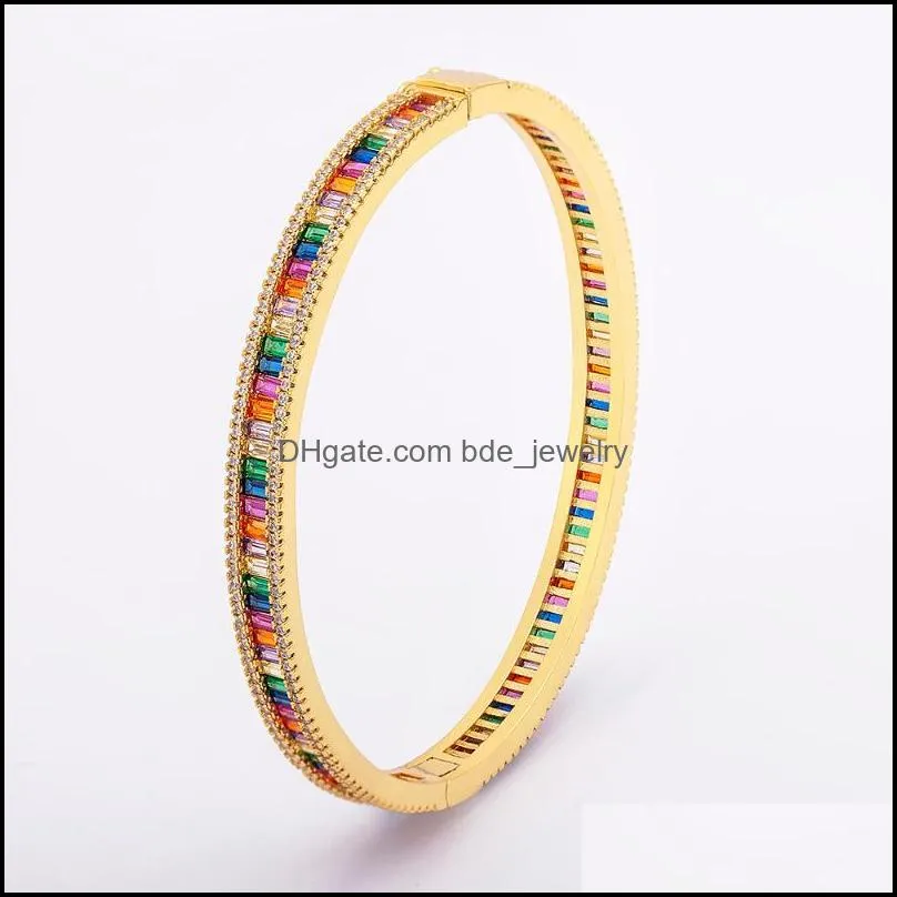 bangle arrival rainbow crystal bracelets cubic zirconia easy wear buckle design women bangles fashion accessories party giftbangle