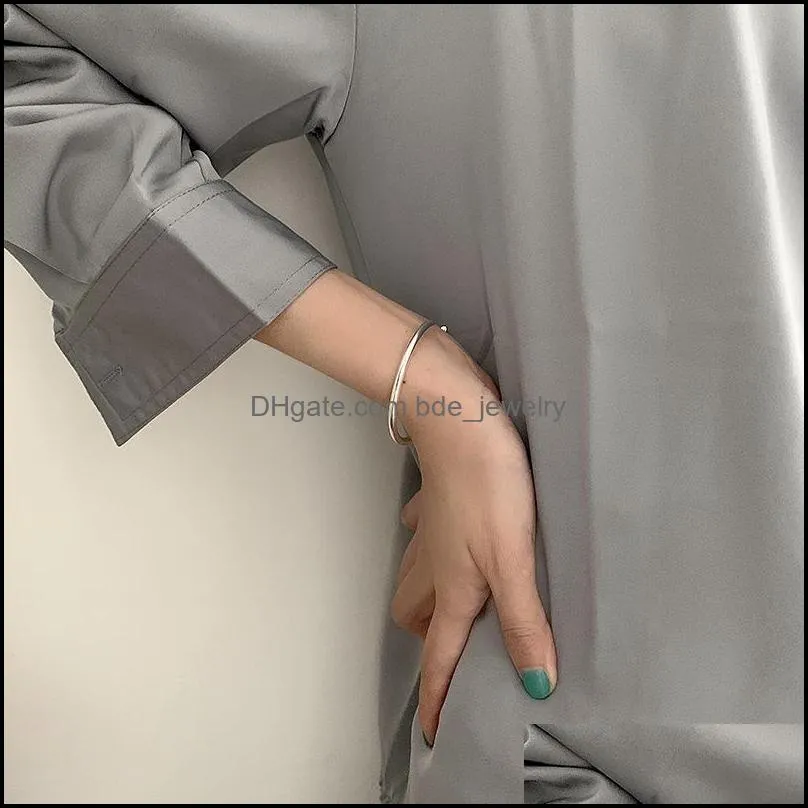 bangle silver color 2022 original round thin open female simple charm jewelry accessories antiallergy giftbanglebangle