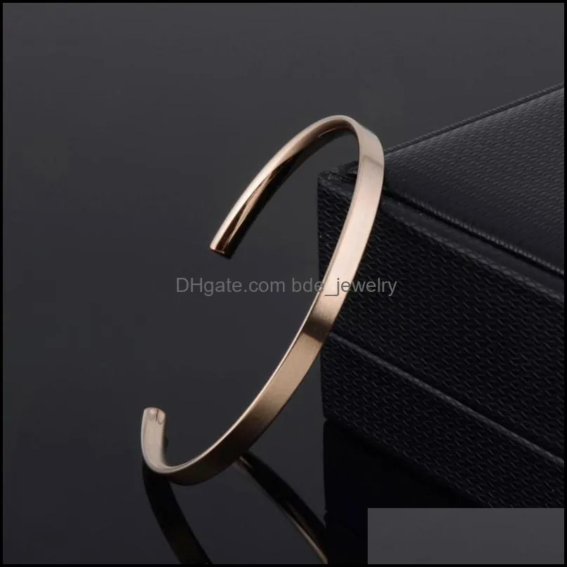 bangle delicate 4mm thin charm open cuff bangles stainless steel elegant gold color black rose men women quality bracelets giftbangle