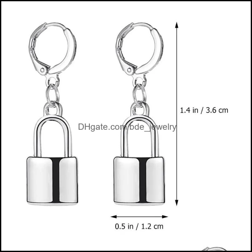 stud 1 pair versatile lock earrings hiphop mens and womens pendant