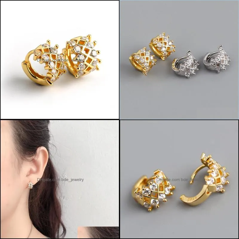 stud enosola 925 sterling silver earring fashion wave pattern zircon ear buckle bone heart ring simple women girl jewelry
