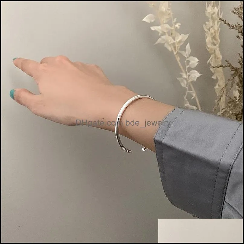 bangle silver color 2022 original round thin open female simple charm jewelry accessories antiallergy giftbanglebangle