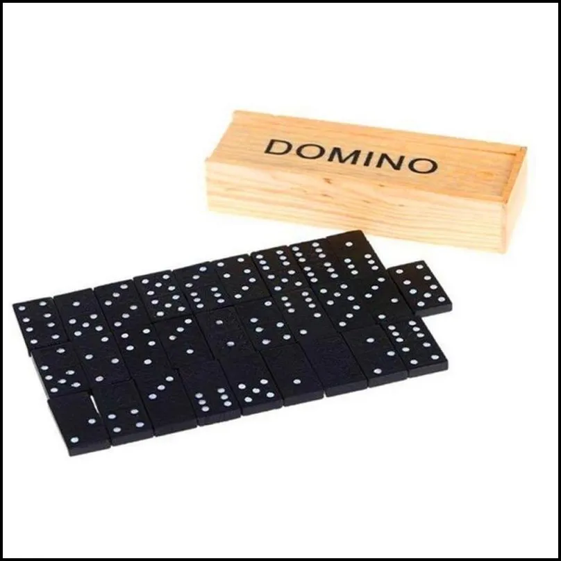 amazon hotsale wooden black 28 piece dominoes board game set traditional classic adult kids fun family game