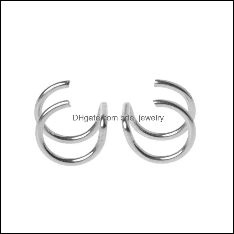 stud titanium 2 rings ear cuff clips on cartilage ring no piercing body jewelry