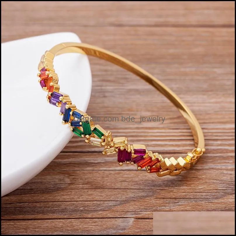 bangle arrival rainbow crystal bracelets cubic zirconia easy wear buckle design women bangles fashion accessories party giftbangle