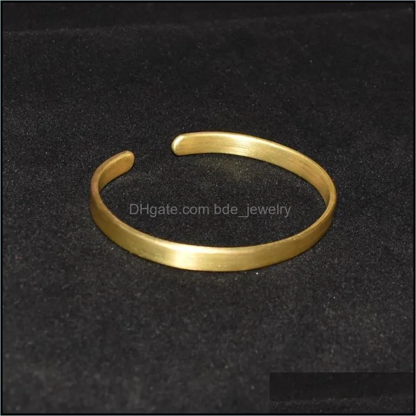 bangle private custom jewelry handmade flat strip frosted smooth simple male for female couple brass bracelet cuff banglebangle