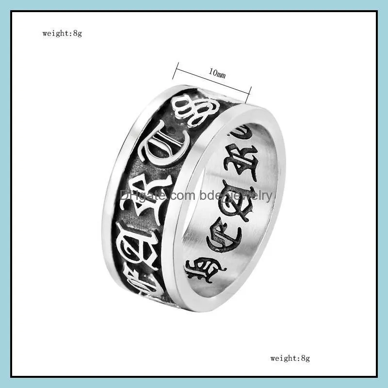 fashion trend brand retro cross band rings mens stainless steel hip hop rock male jewelry titanium rings accessories size 78910111220p