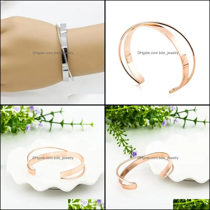 bangle double layer bracelet bangles silver plated bracelets korean fashion glossy for women jewelry cf1bangle