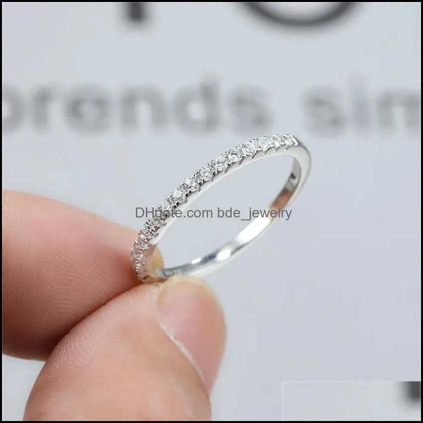 mini round lab diamond thin rings for women 925 sterling silver rose gold stackable ring female wedding jewelry engagement bands1225v