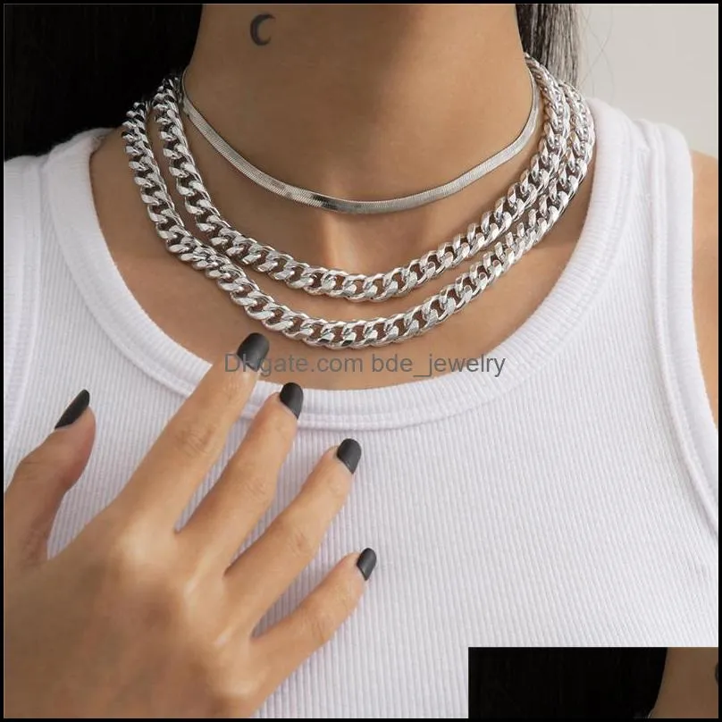 european and american exaggerated multilayer personality clavicle chain necklace classic simple fashion female jewelry chains