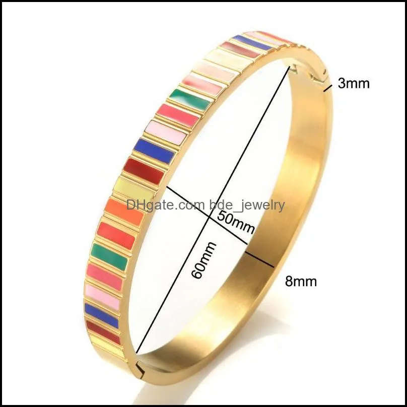 bangle trendy mix color enamel bracelet gold plated bracelets for woman lady geometric jewelry gift wholesalebangle