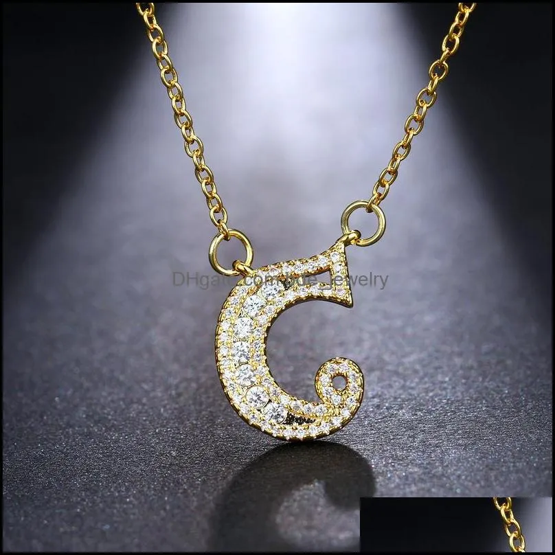 pendant necklaces custom initial letters chain pendants womens zircon hip hop jewelry with gold color cuban party wedding gi290n