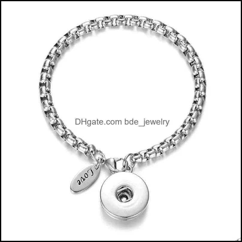 stainless steel bracelet with ginger snap button charms jewelry fit 18mm button nn667