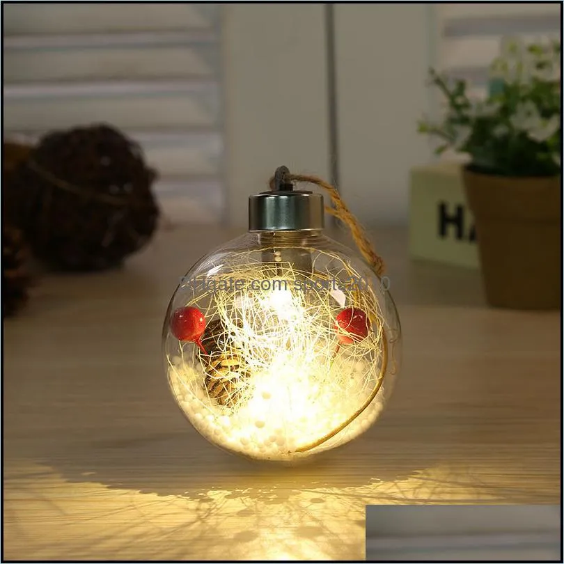 led christmas balls ornaments light bulbs transparent plastic hanging ball xmas baubles new year decoration